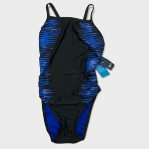 Speedo Blue/Black Cutout Racerback One Piece Swimsuit Size 6 NWT